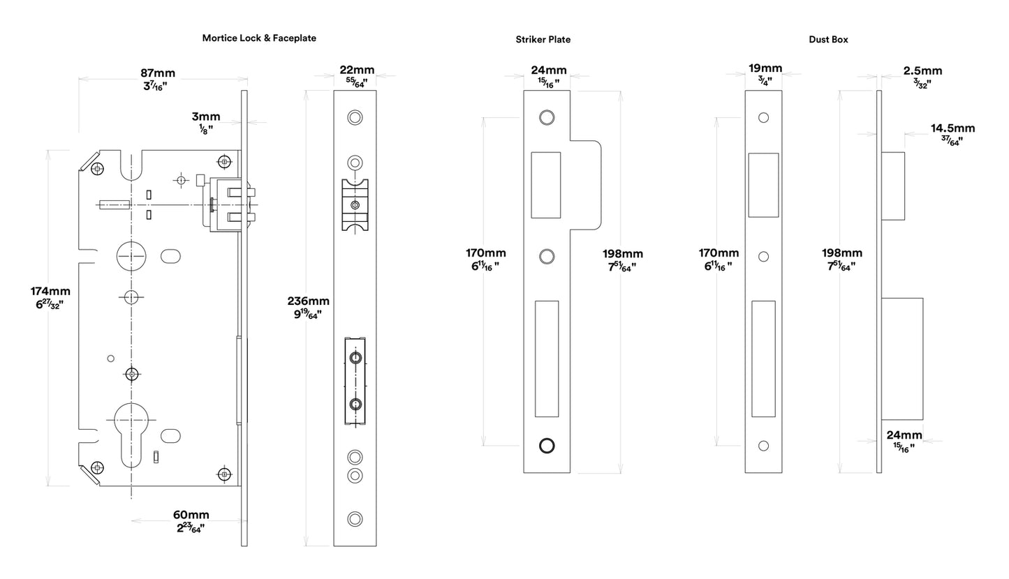 Iver Helsinki Door Pull Handle Entrance Kit Key/Thumb 450mm - Available in Various Finishes