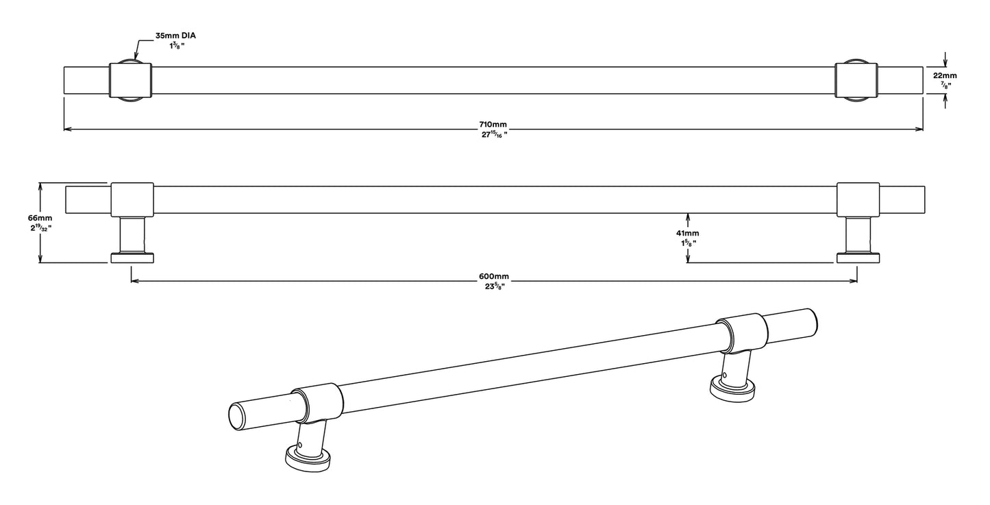 Iver Helsinki Door Pull Handle Entrance Kit Key/Key 600mm - Available in Various Finishes