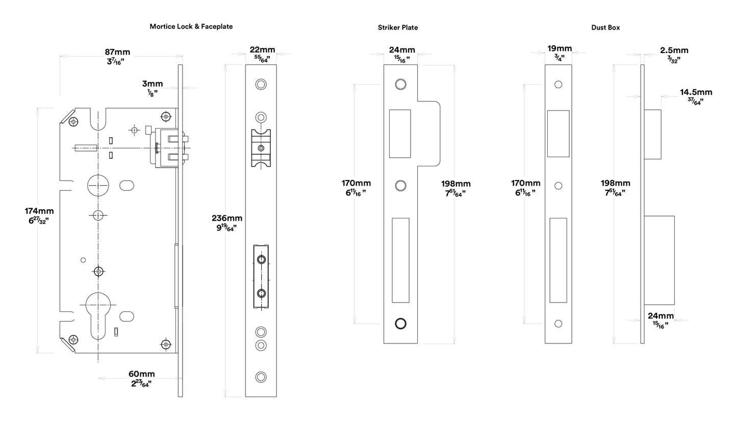 Iver Helsinki Door Pull Handle Entrance Kit Key/Thumb 600mm - Available in Various Finishes