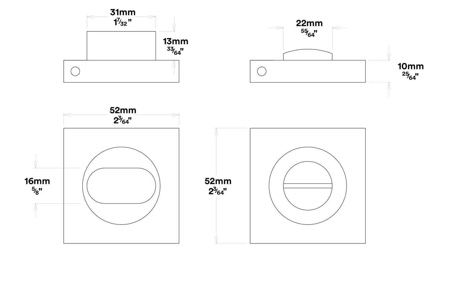 Iver Osaka Door Lever Handle on Square Rose Privacy Kit - Available in Various Finishes