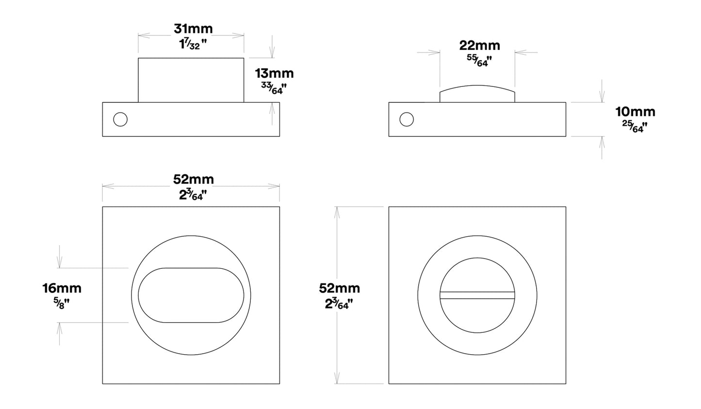 Iver Copenhagen Door Lever Handle on Square Rose Privacy Kit - Available in Various Finishes