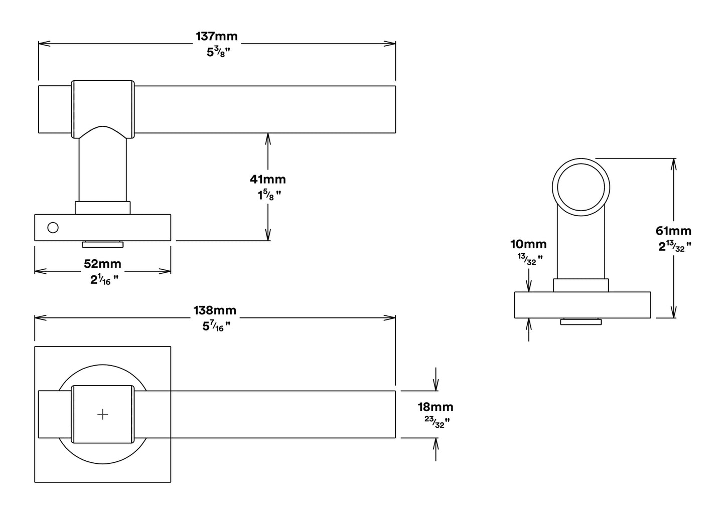 Iver Helsinki Door Lever on Square Rose Entrance Kit Key/Key - Available in Various Finishes