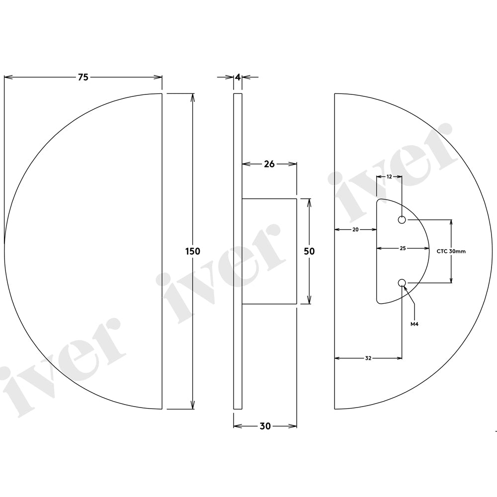 Iver Osaka Half Moon Cupboard Pull Handle - Available in Various Finishes