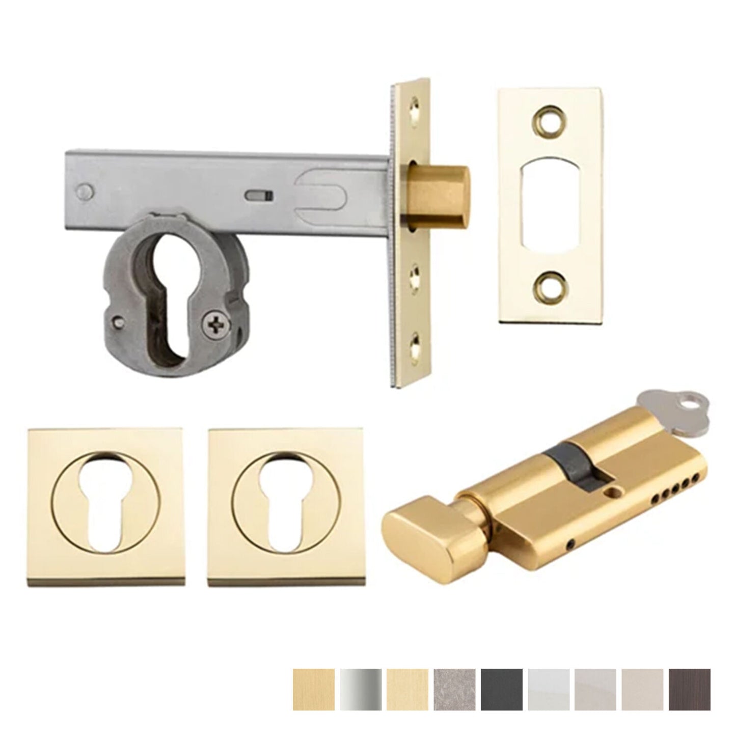 Iver Euro Mortice Deadbolt Kit 60mm Key/Thumb with Square Escutcheon - Available in Various Finishes