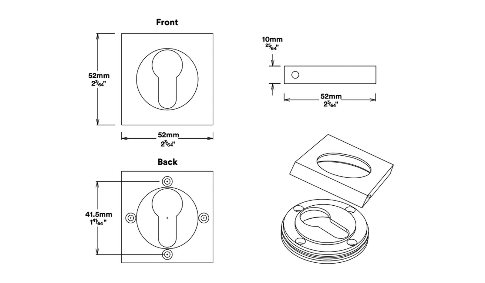 Iver Euro Mortice Deadbolt Kit 60mm Key/Key with Square Escutcheon - Available in Various Finishes