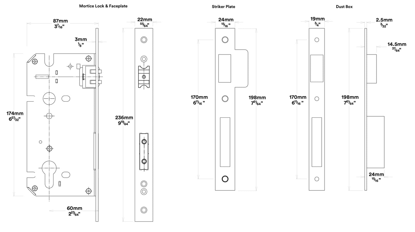 Iver Euro Roller Mortice Lock - Available In Various Finishes and Sizes