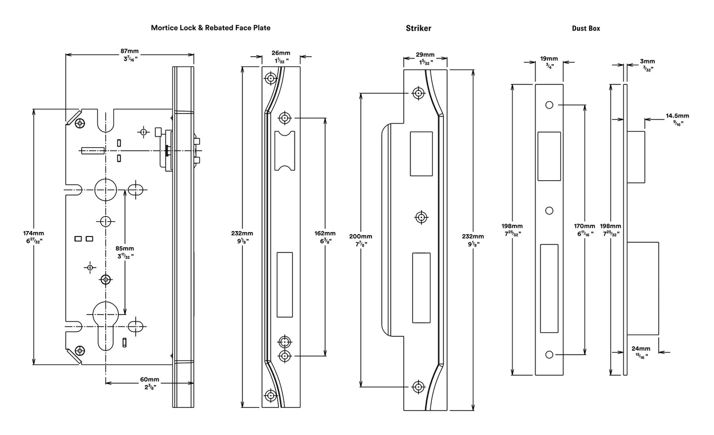 Iver Rebated Euro Roller Mortice Lock - Available in Various Finishes and Sizes