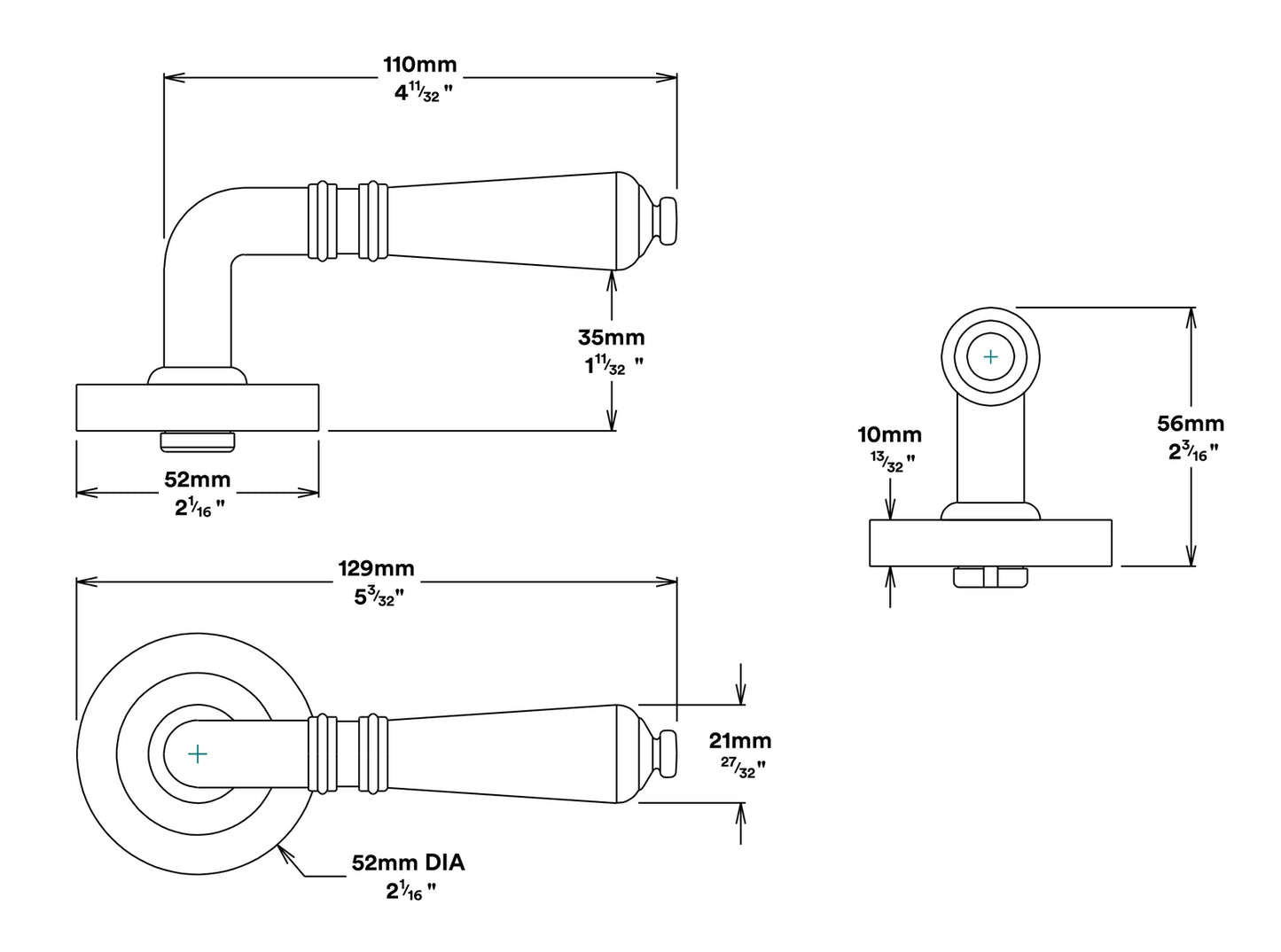 Iver Sarlat Door Lever Handle on Round Rose Privacy Kit - Available in Various Finishes