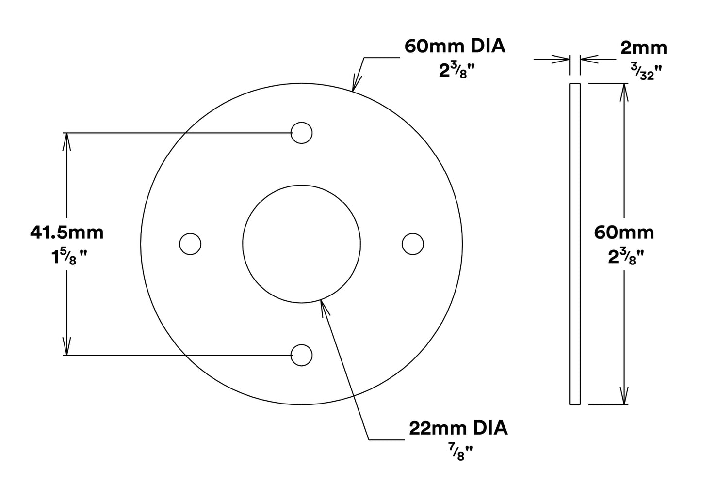 Iver Adaptor Plate Round 54mm Hole Pair - Available In Various Finishes