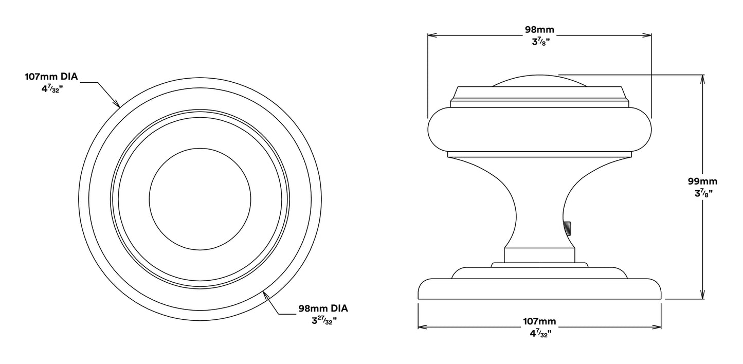 Iver Sarlat Centre Door Knob Handle - Available in Various Finishes