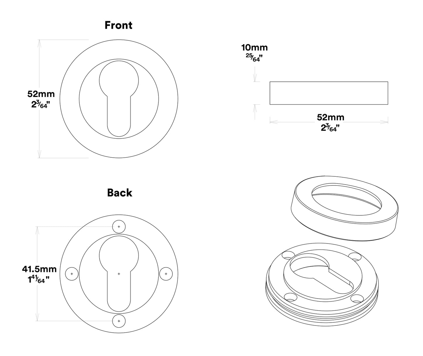 Iver Brunswick Door Pull Handle Entrance Kit Key/Key 450mm - Available in Various Finishes