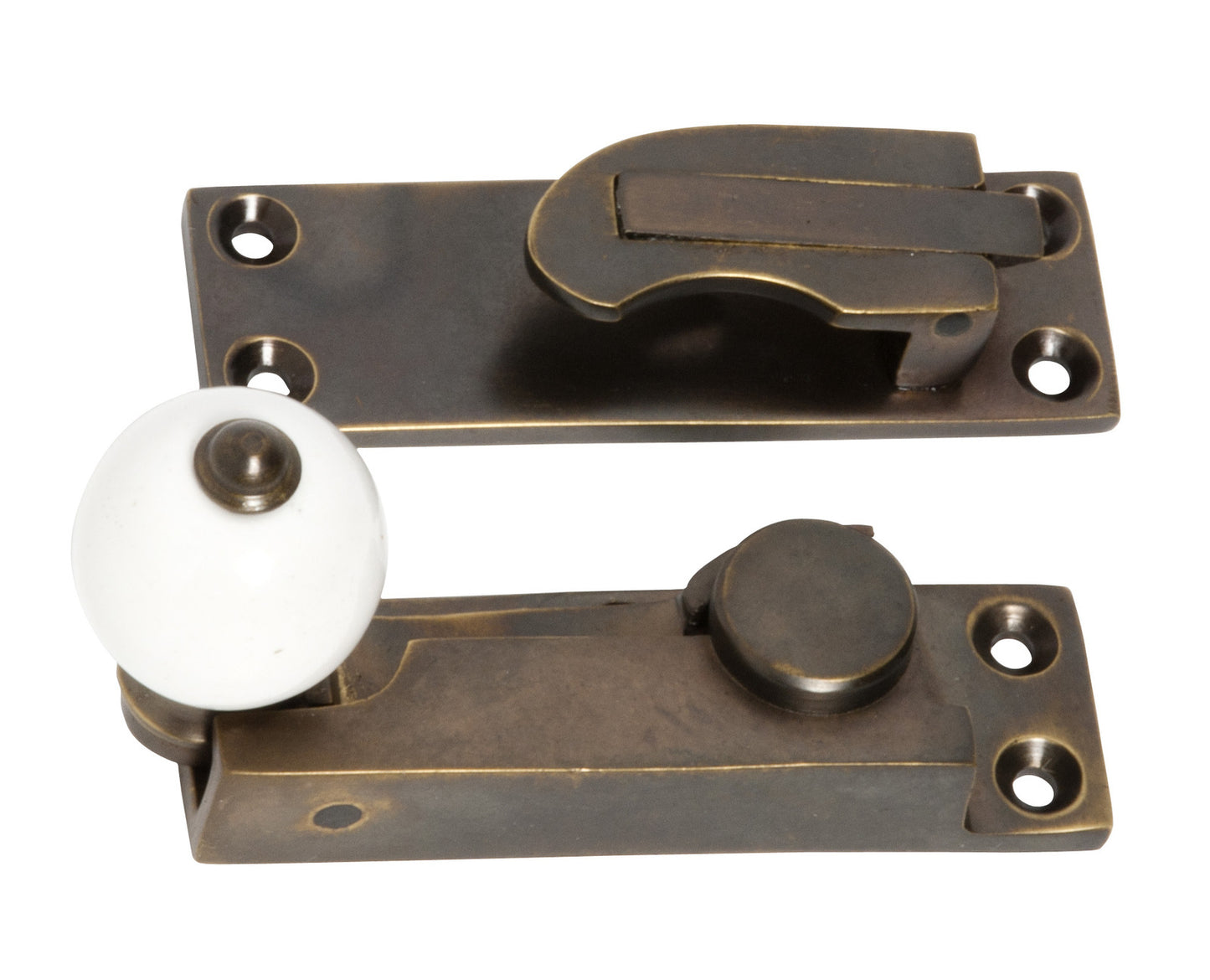 Tradco Sash Fastener Porcelain Ball Antique Brass TD2301