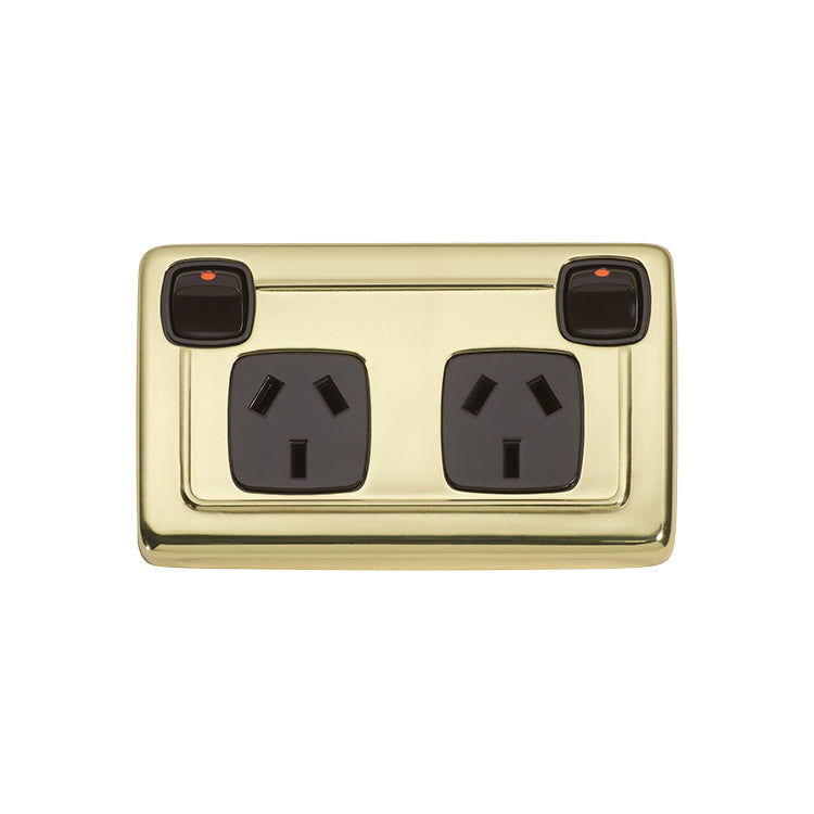 Tradco Double Power Point Polished Brass BR 115x72mm TD5809