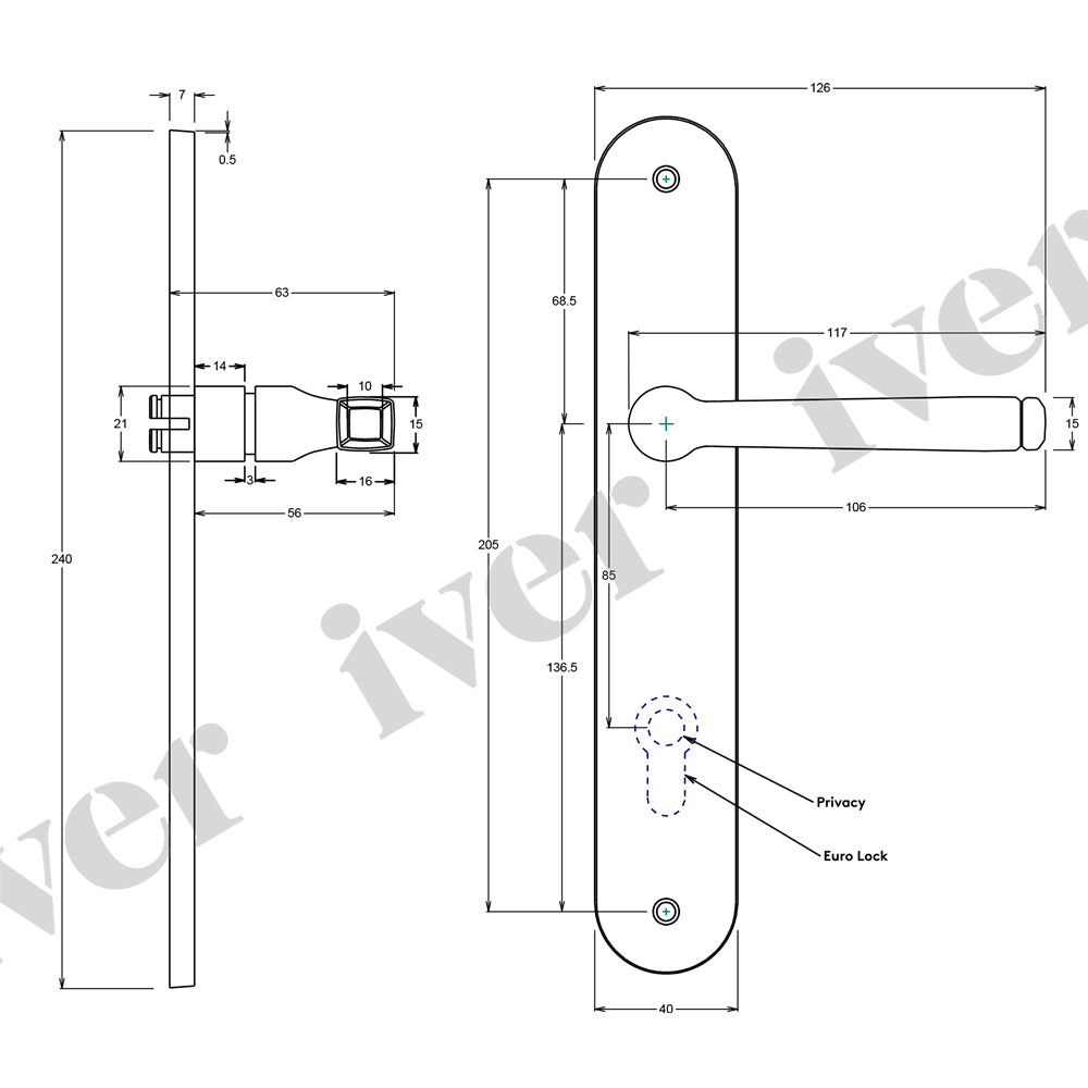 Iver Annecy Door Lever Handle on Oval Backplate Satin Nickel