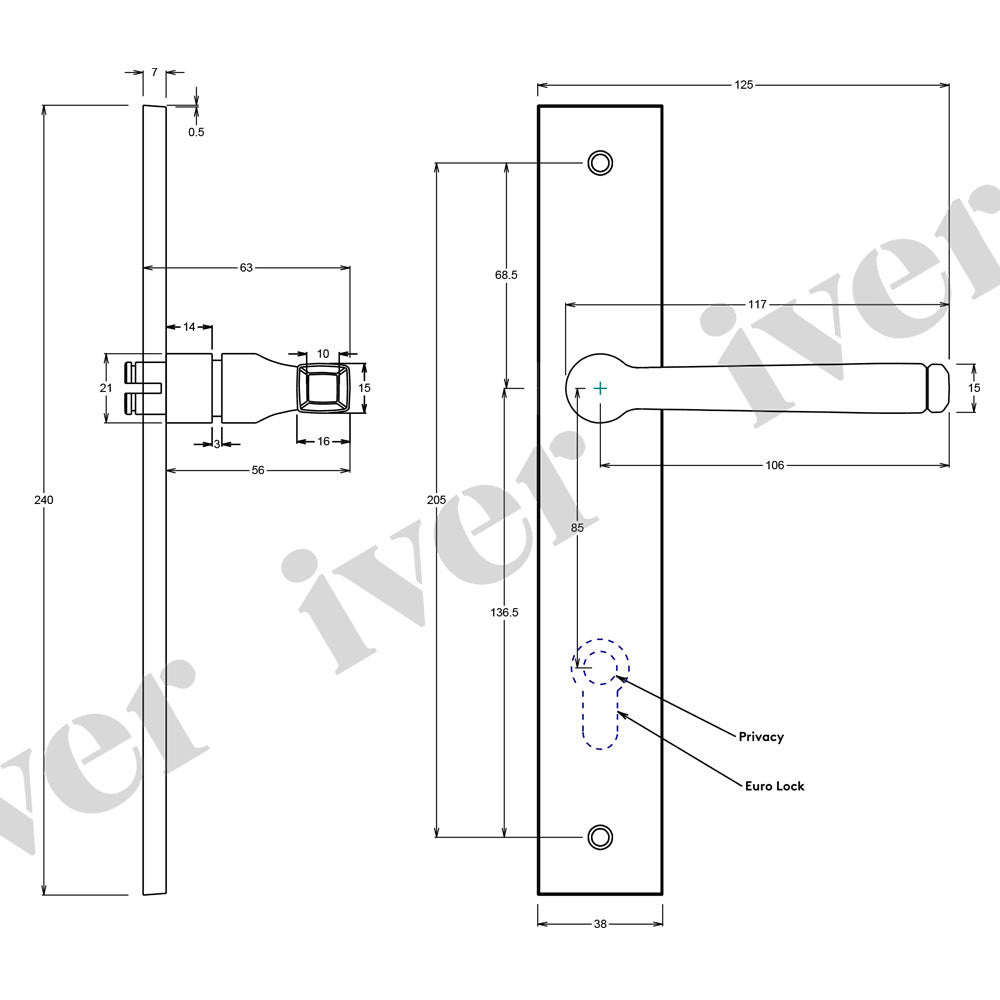 Iver Annecy Door Lever Handle on Stepped Backplate Satin Nickel