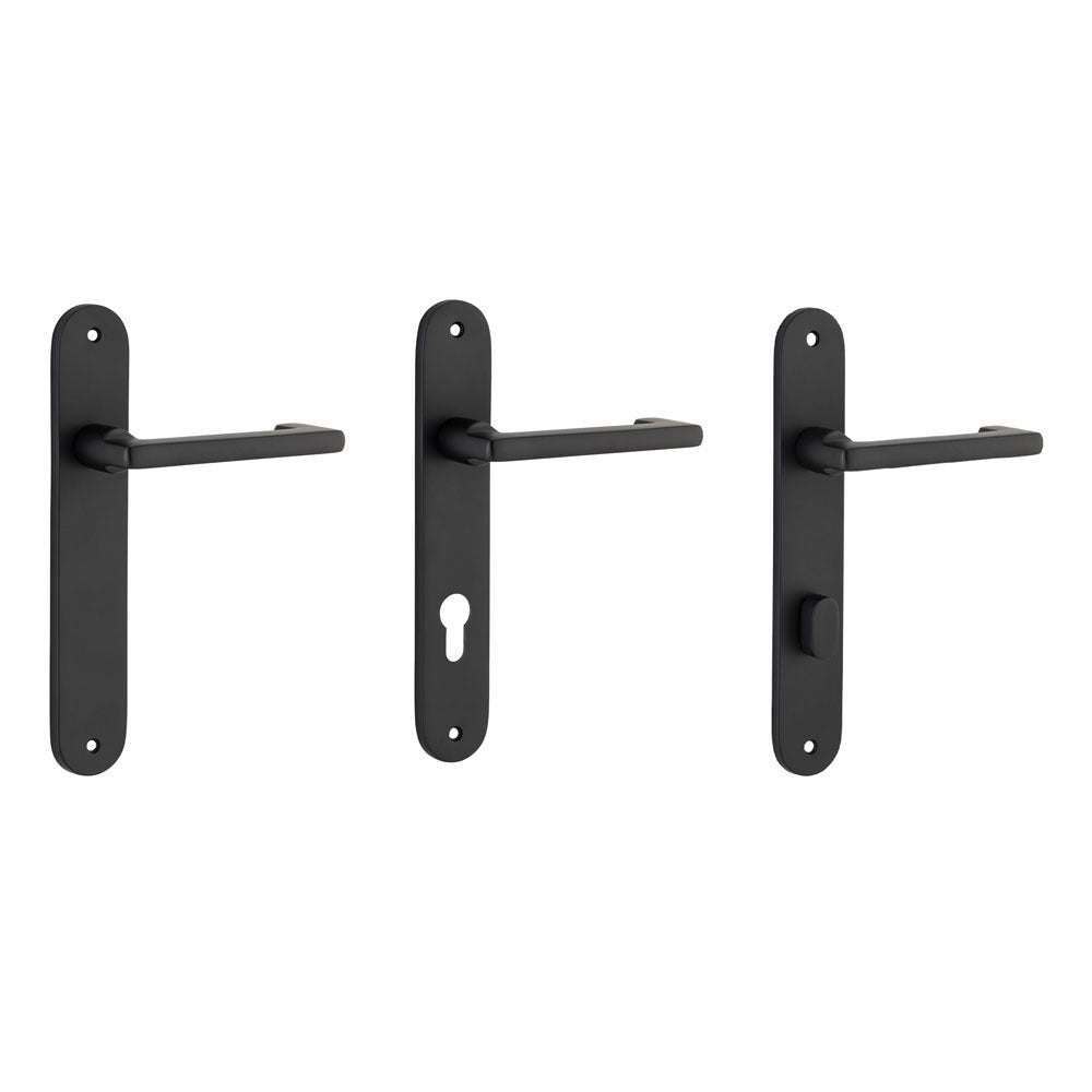 Iver Baltimore Return Door Lever Handle on Oval Backplate Matt Black