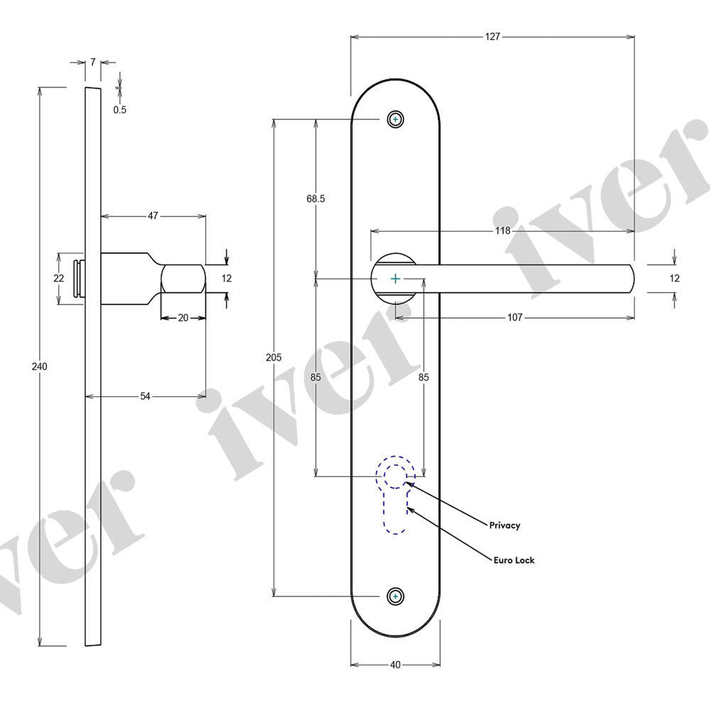 Iver Baltimore Door Lever Handle on Oval Backplate Signature Brass