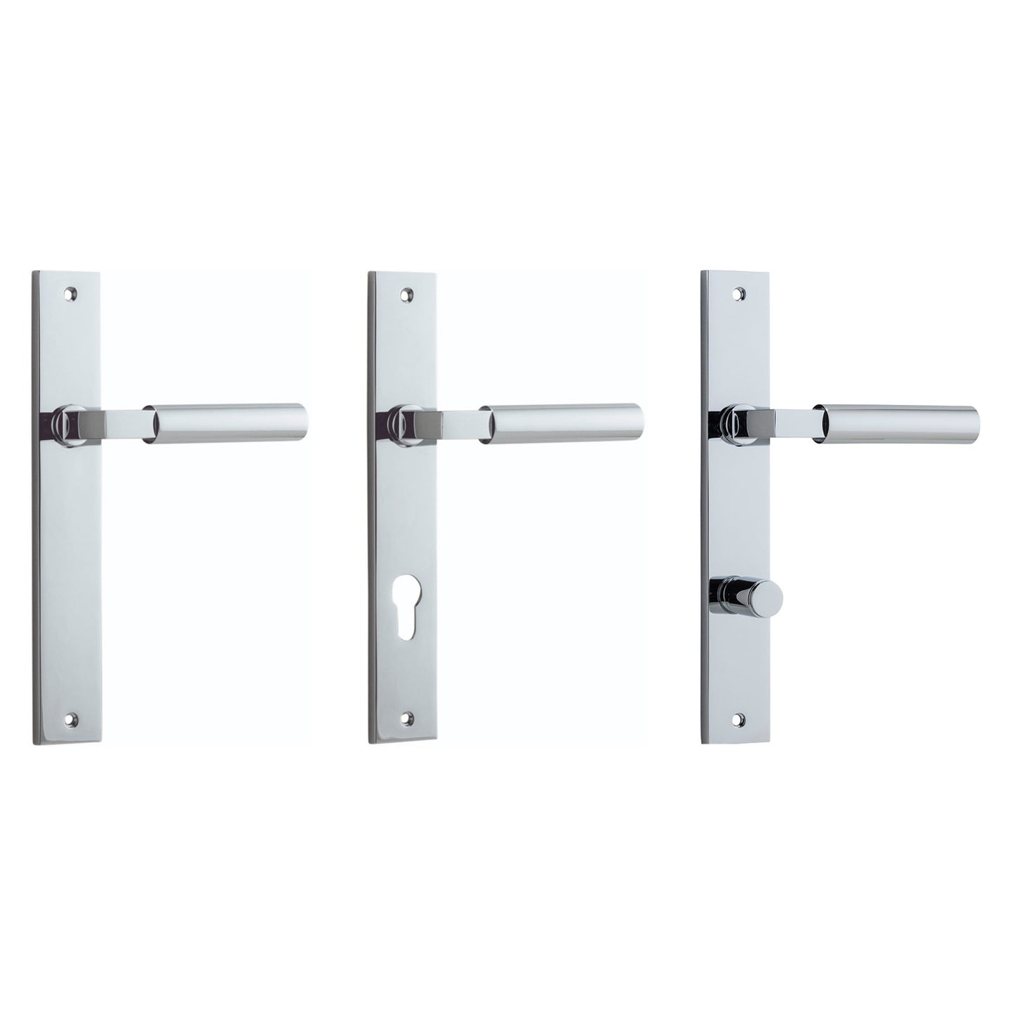 Iver Berlin Door Lever Handle on Rectangular Backplate Polished Chrome