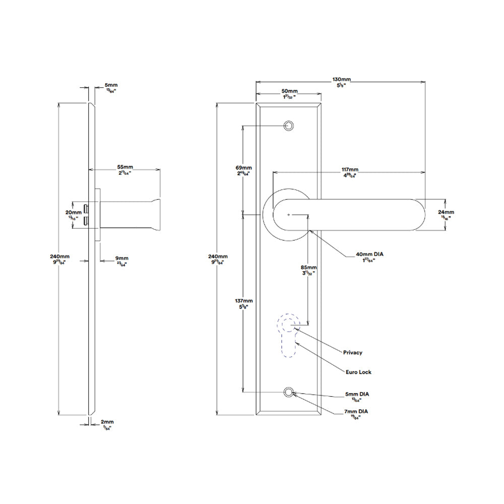 Iver Bronte Door Lever Handle on Chamfered Backplate Brushed Brass