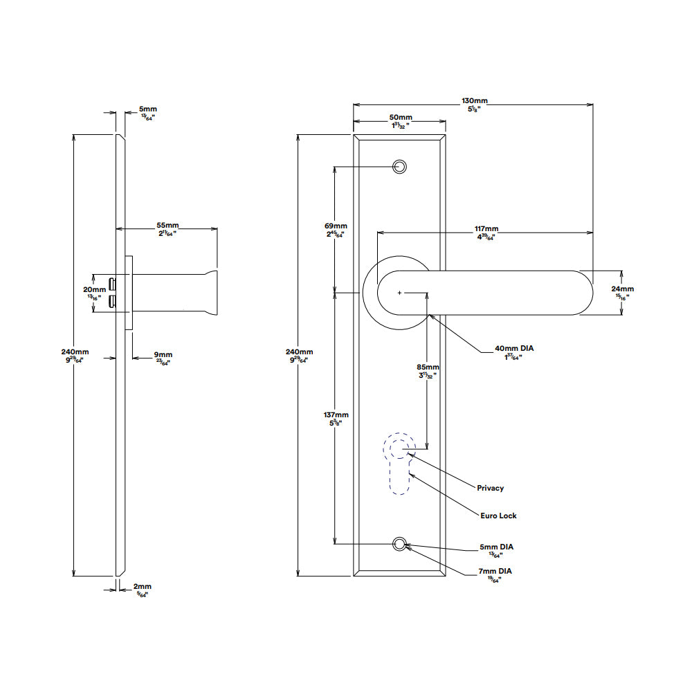 Iver Bronte Door Lever Handle on Chamfered Backplate Matt Black