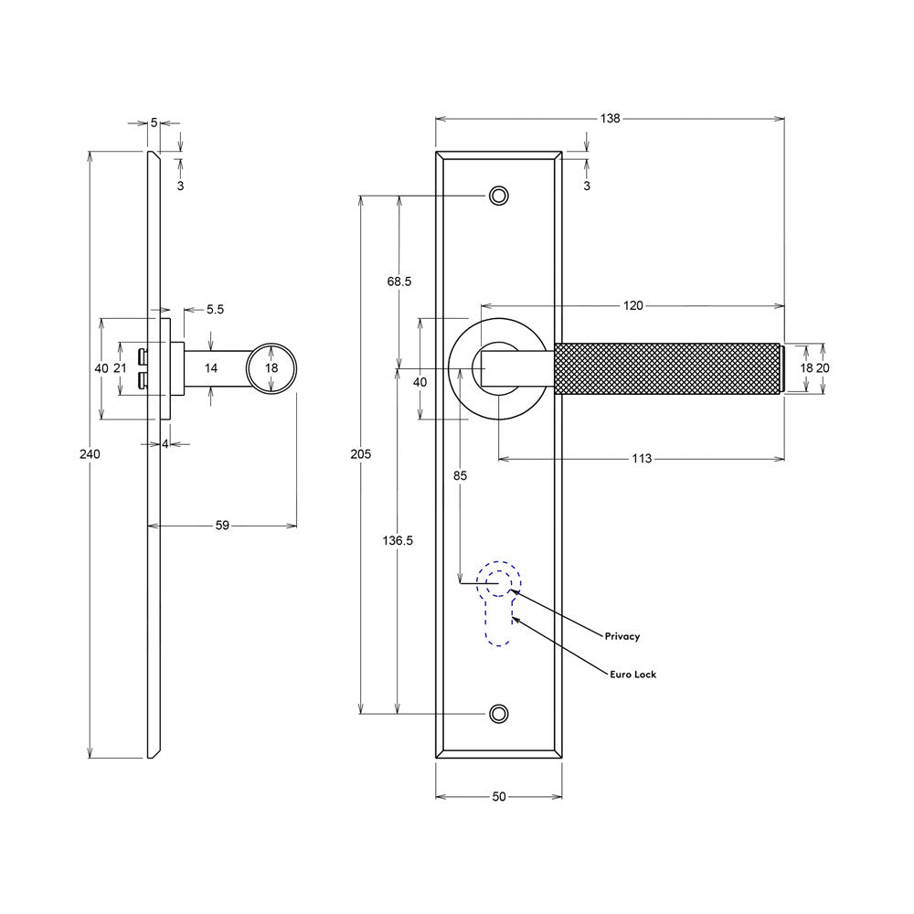 Iver Brunswick Door Lever Handle on Chamfered Backplate Brushed Chrome