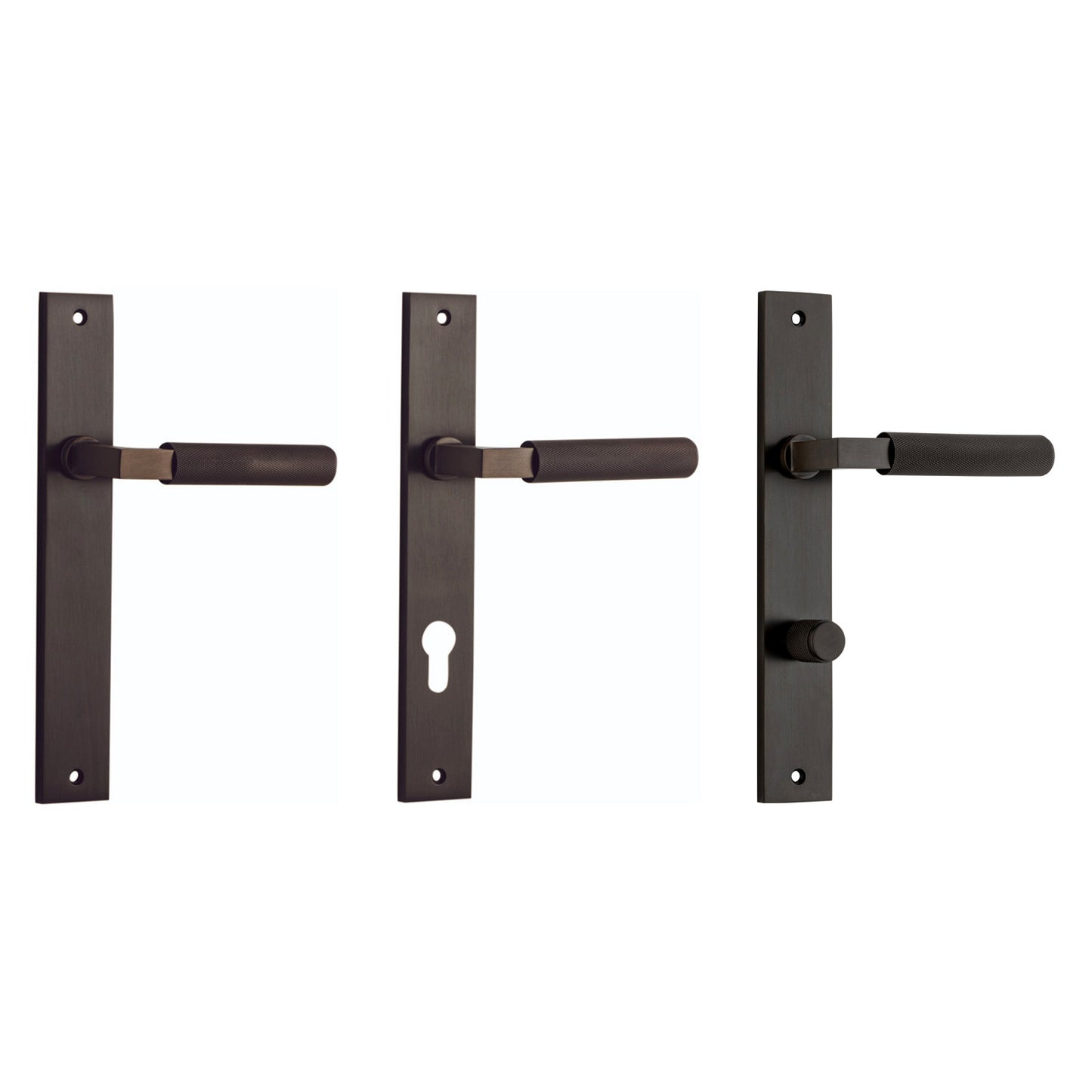 Iver Brunswick Door Lever Handle on Rectangular Backplate Signature Brass