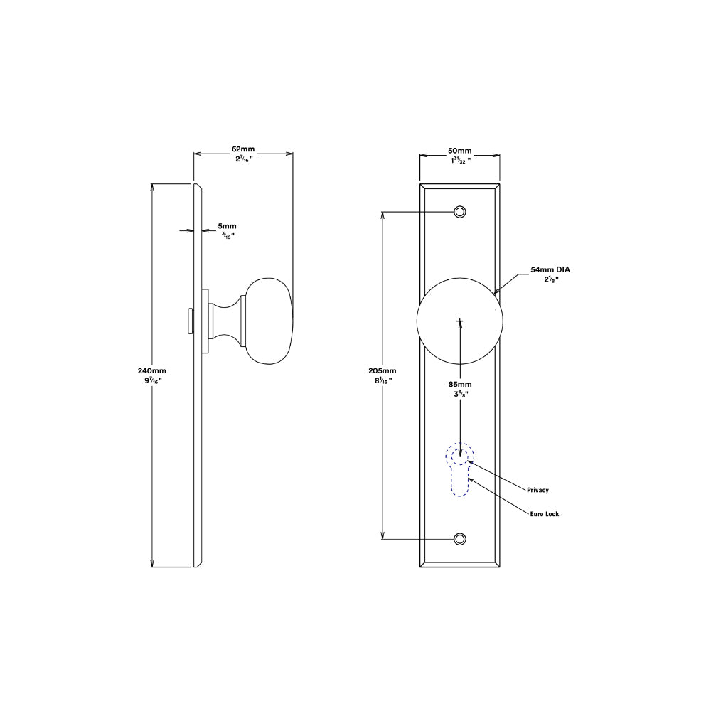 Iver Cambridge Door Knob on Chamfered Backplate Brushed Brass