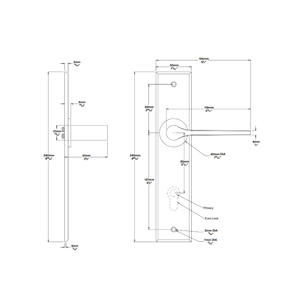 Iver Como Door Lever Handle on Chamfered Backplate Satin Nickel