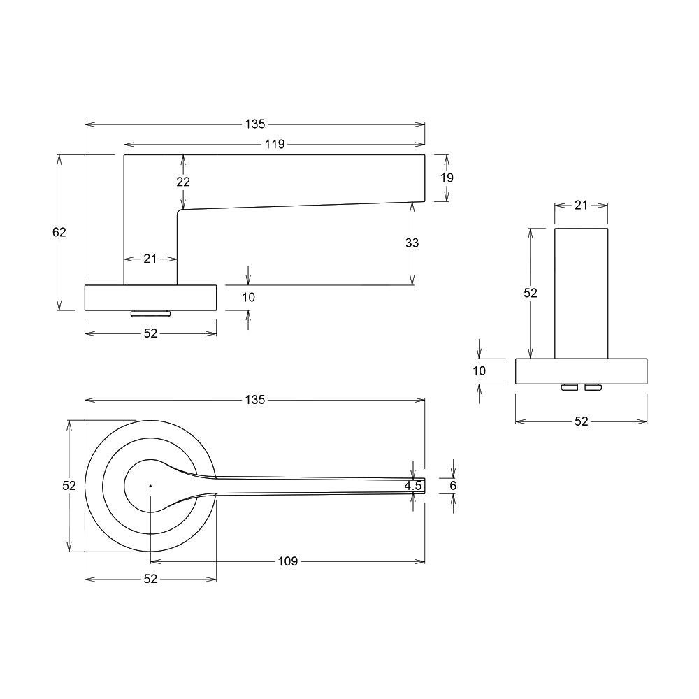 Iver Como Door Lever Handle on Round Rose Passage
