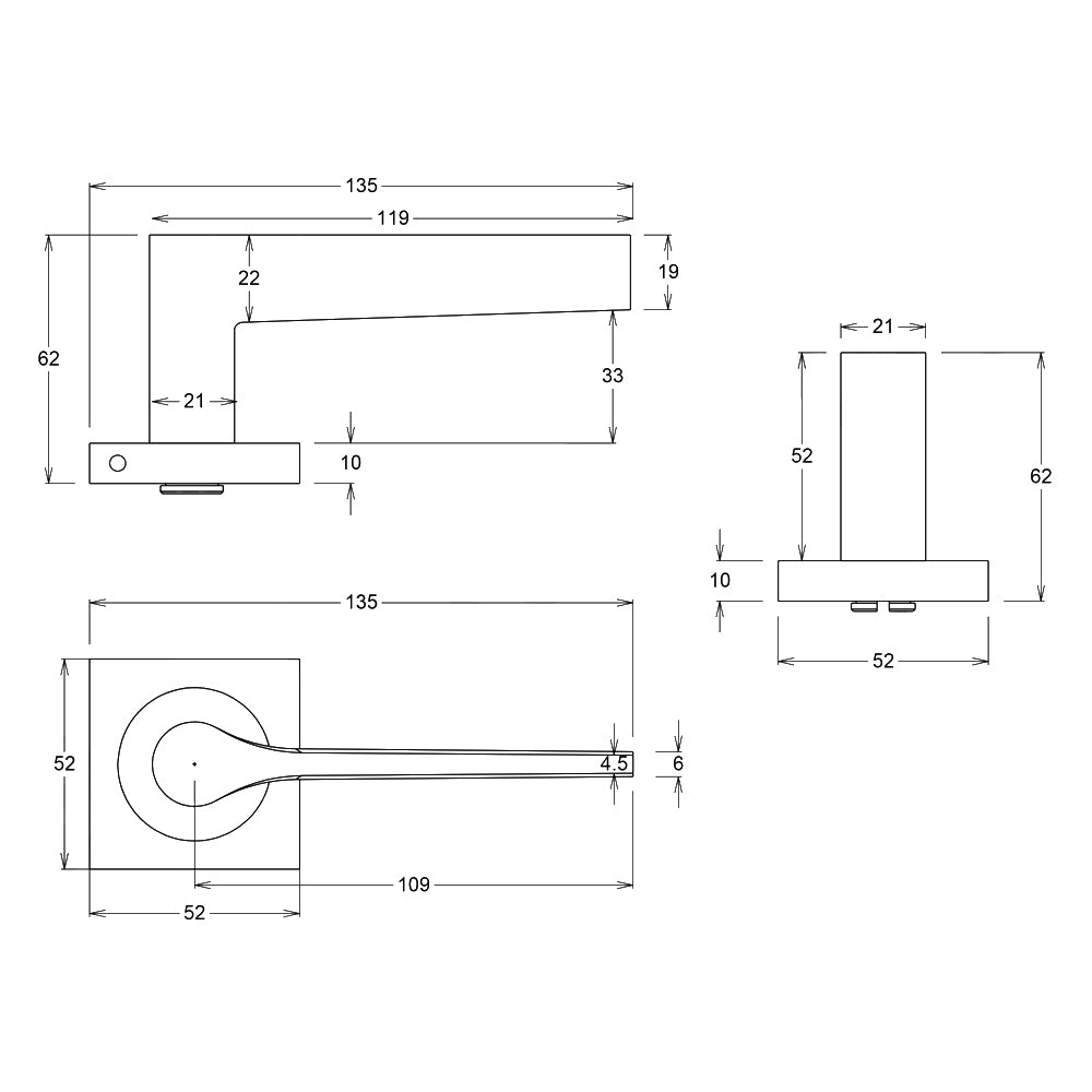 Iver Como Door Lever Handle on Square Rose Passage