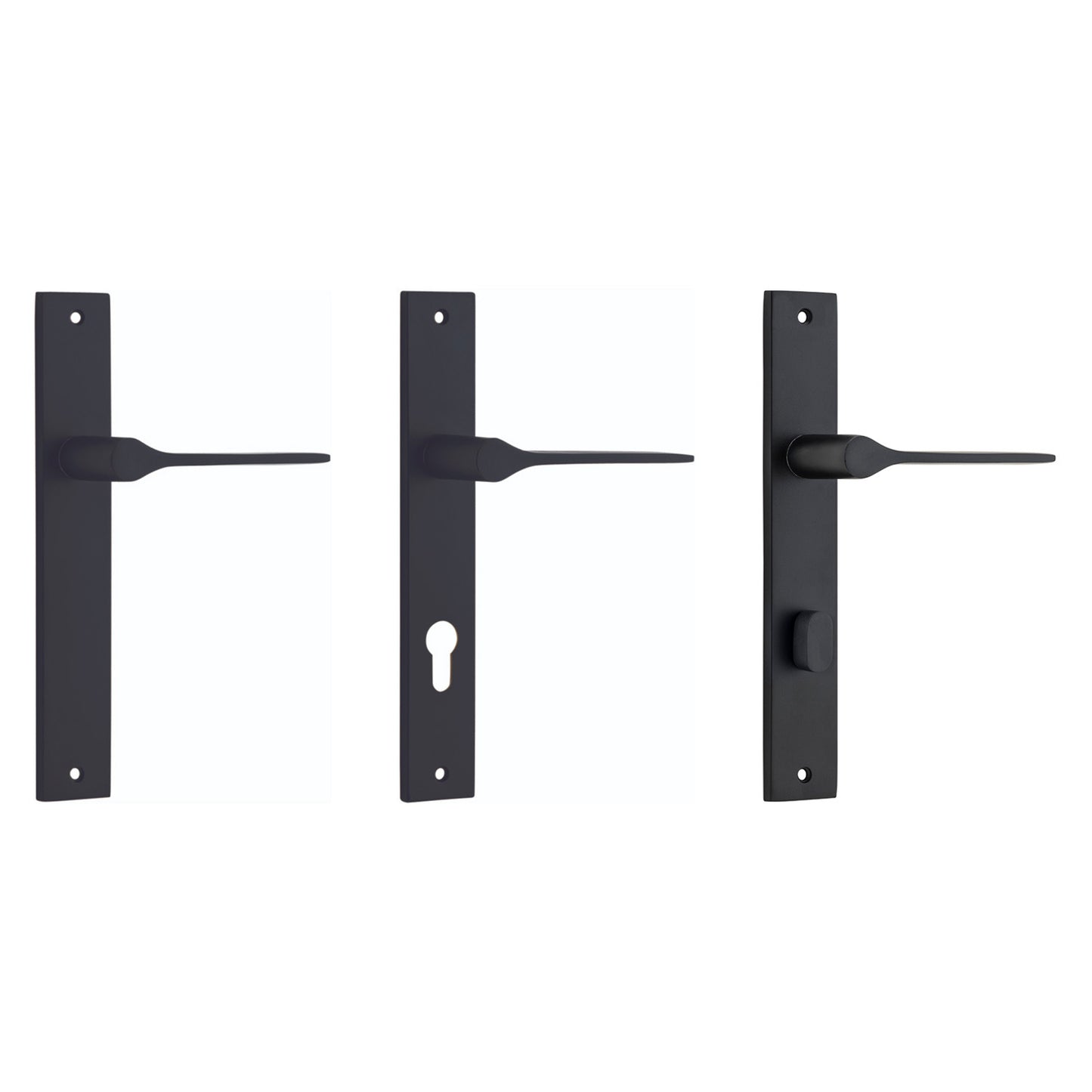 Iver Como Door Lever Handle on Rectangular Backplate Matt Black