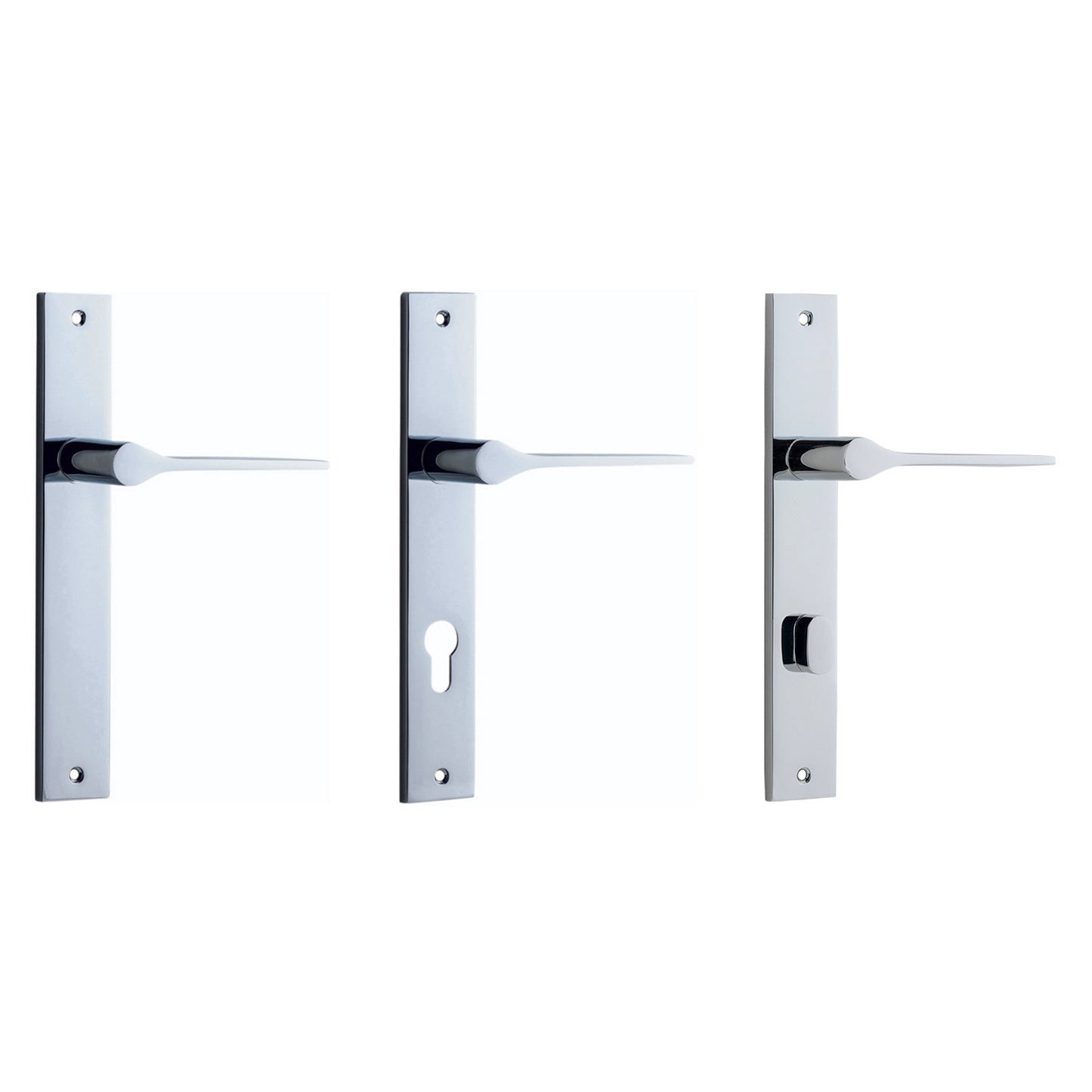 Iver Como Door Lever Handle on Rectangular Backplate Polished Chrome