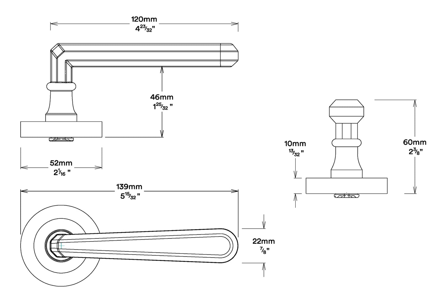 Iver Copenhagen Door Lever Handle on Round Rose