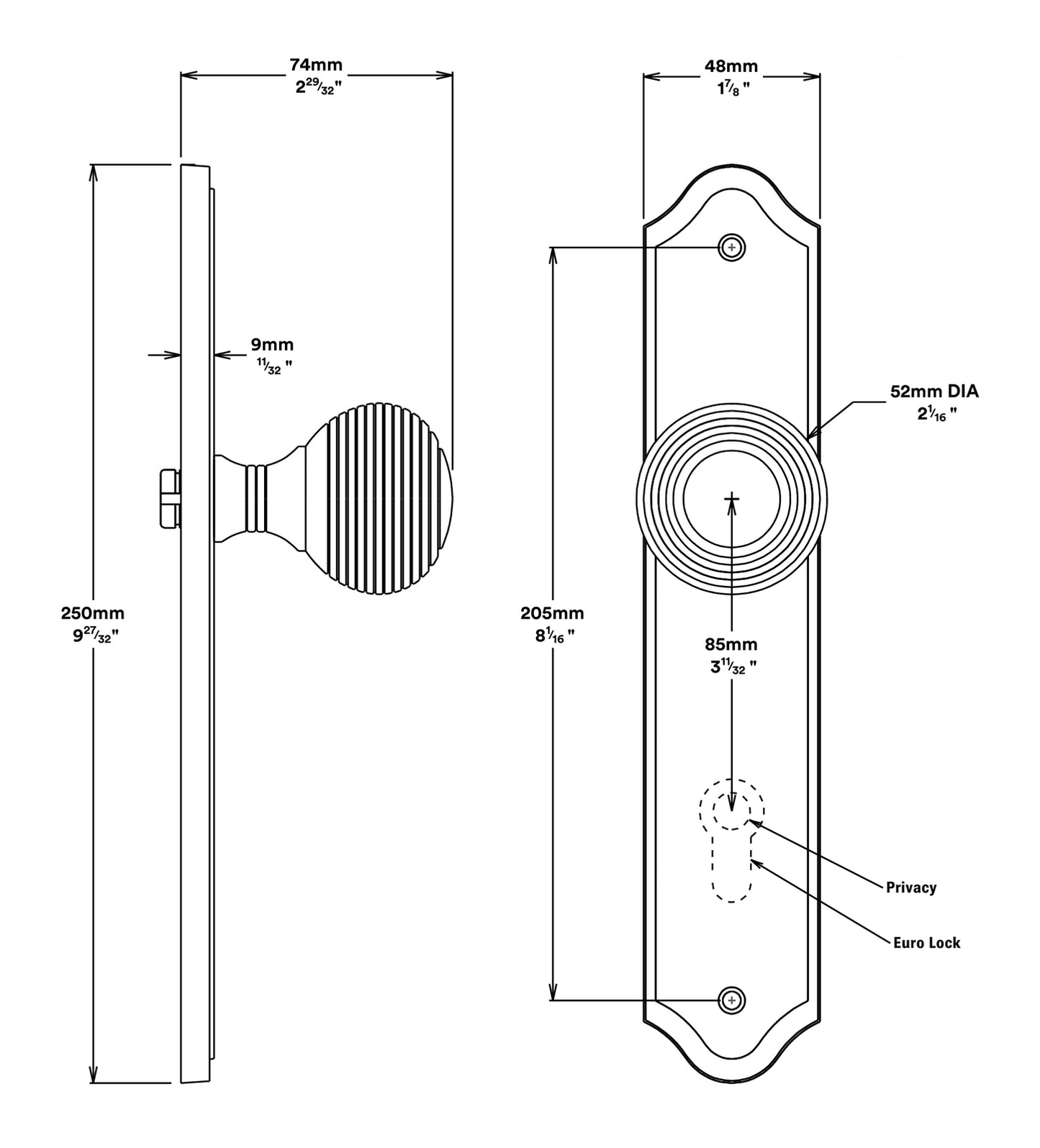Iver Guildford Door Knob on Shouldered Backplate Brushed Brass