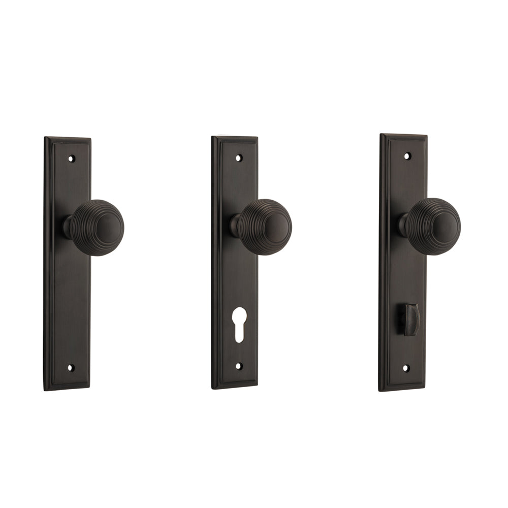 Iver Guildford Door Knob on Stepped Backplate Signature Brass