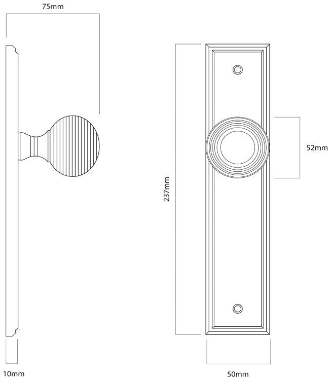 Iver Guildford Door Knob on Stepped Backplate Signature Brass