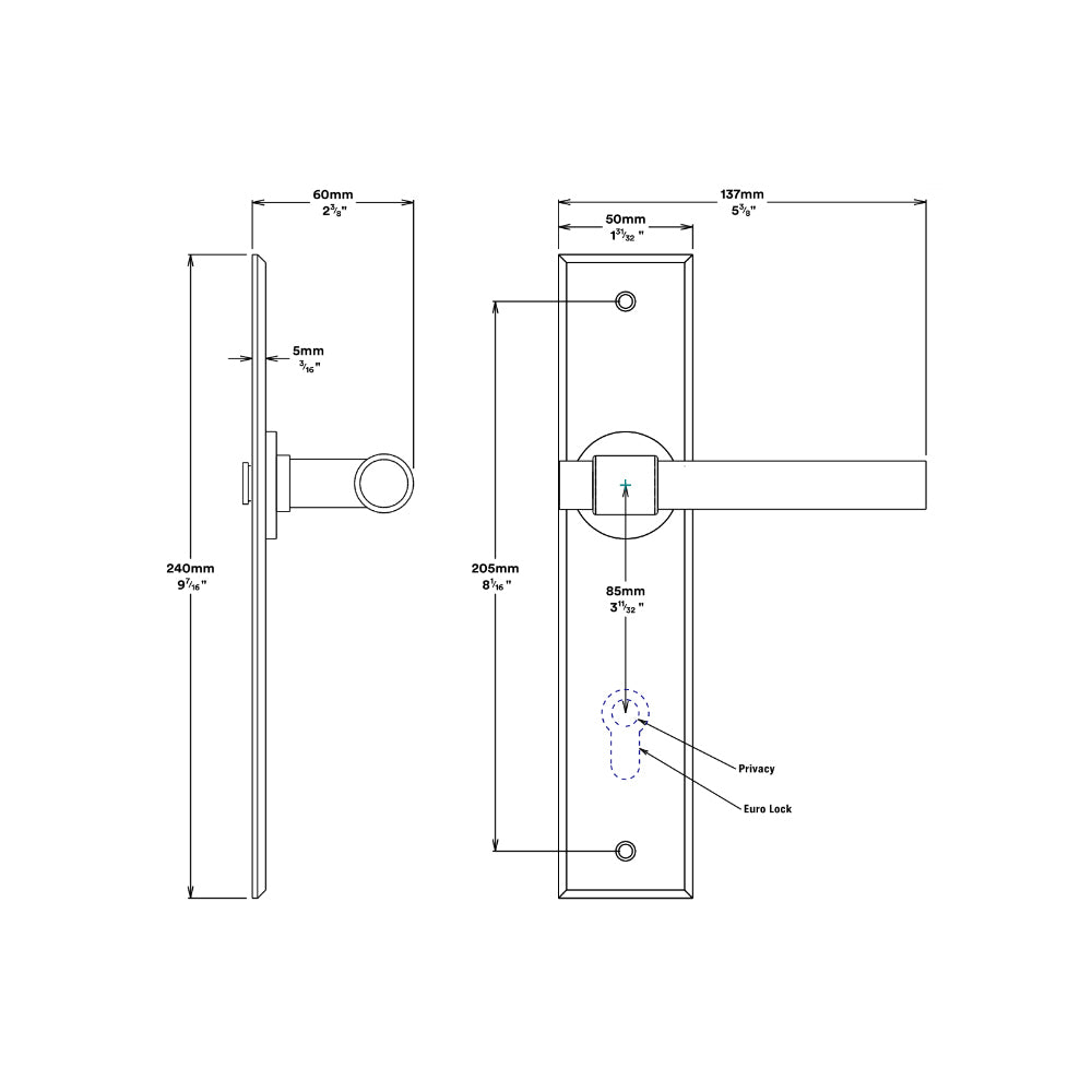 Iver Helsinki Door Lever Handle on Chamfered Backplate Brushed Brass