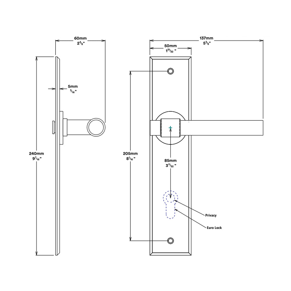 Iver Helsinki Door Lever Handle on Chamfered Backplate Polished Chrome