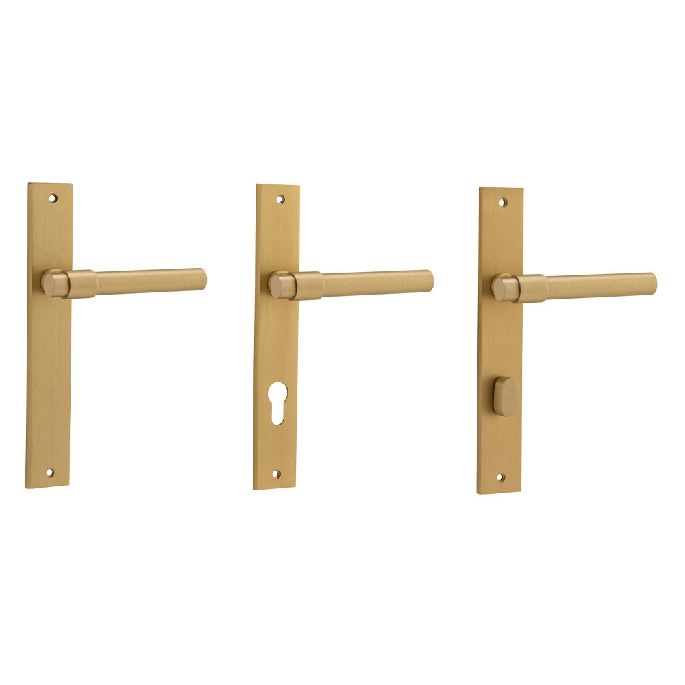 Iver Helsinki Door Lever Handle on Rectangular Backplate Brushed Brass