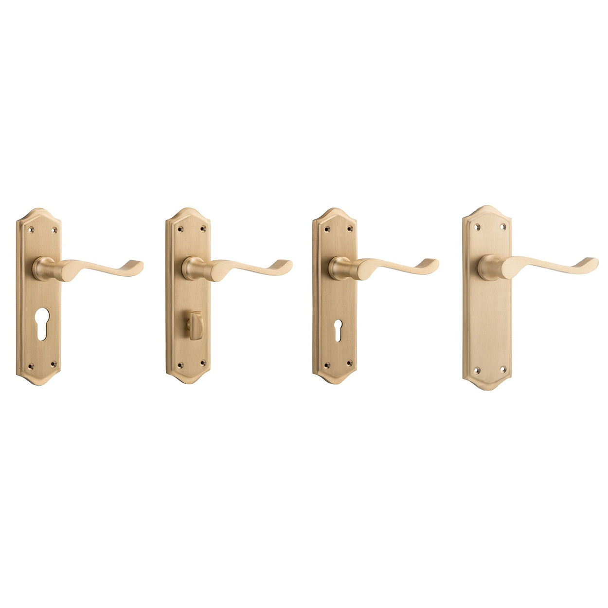 Tradco Henley Lever Door Handle on Shouldered Backplate Satin Brass