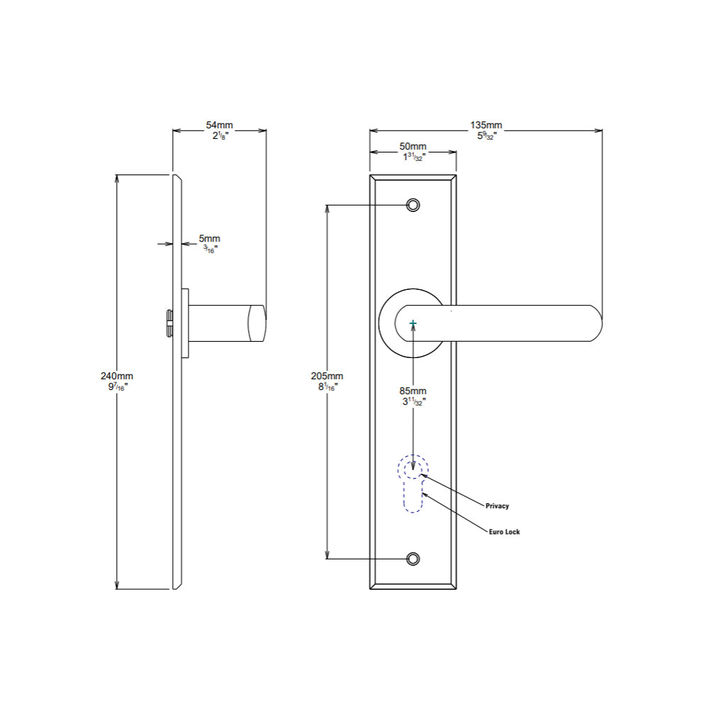 Iver Osaka Door Lever Handle on Chamfered Backplate Matt Black