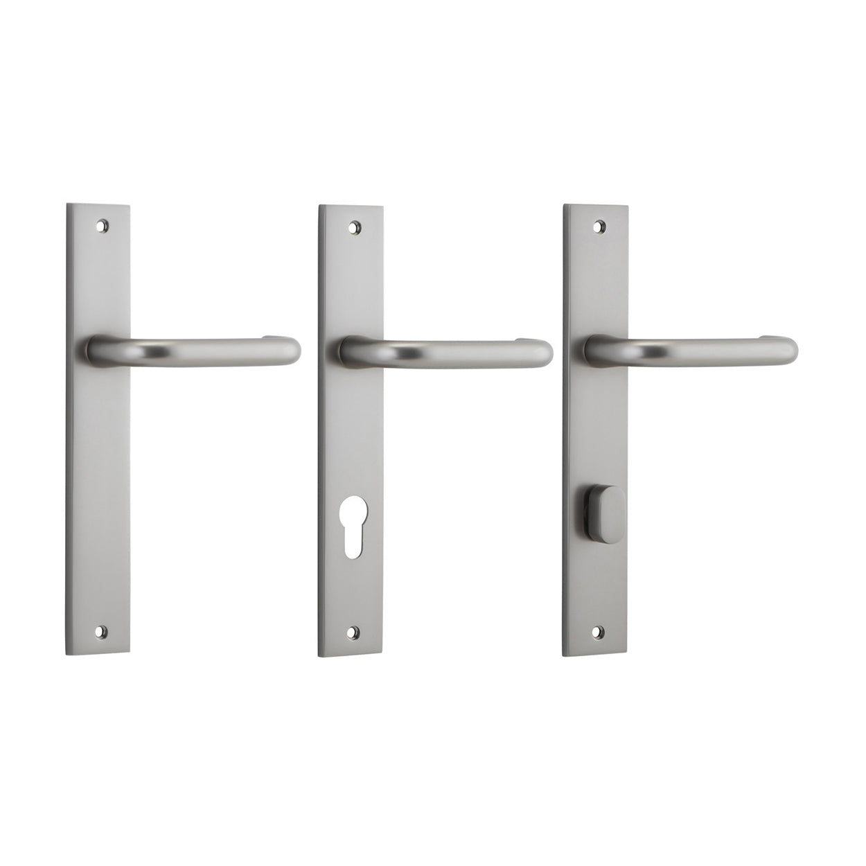 Iver Oslo Lever Door Handle on Rectangular Backplate Satin Nickel