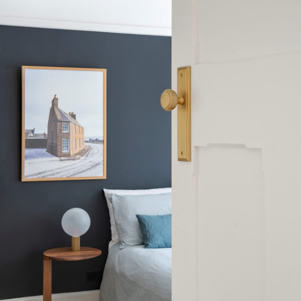 Iver Paddington Door Knob Stepped Backplate Brushed Brass