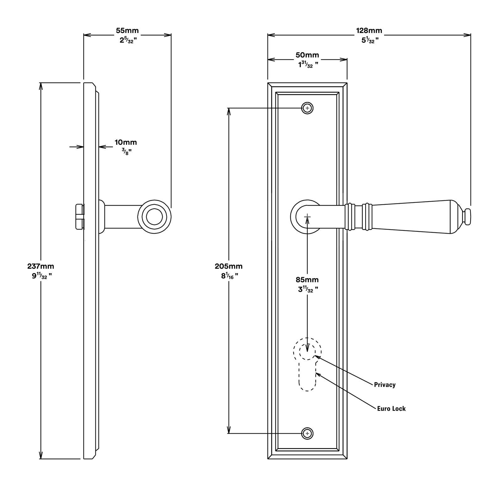 Iver Sarlat Door Lever Handle on Stepped Backplate Distressed Nickel