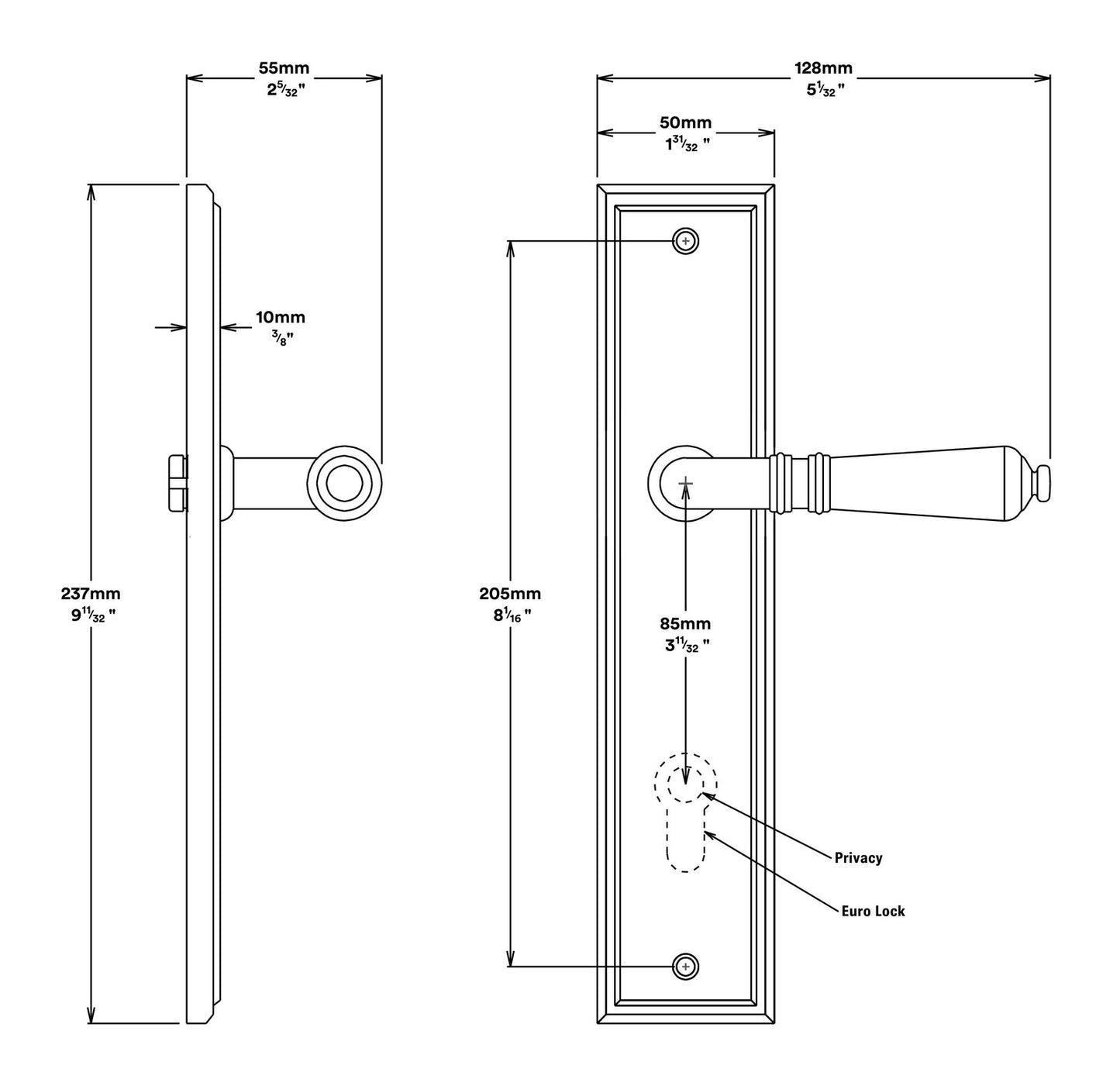 Iver Sarlat Door Lever Handle on Stepped Backplate Polished Brass