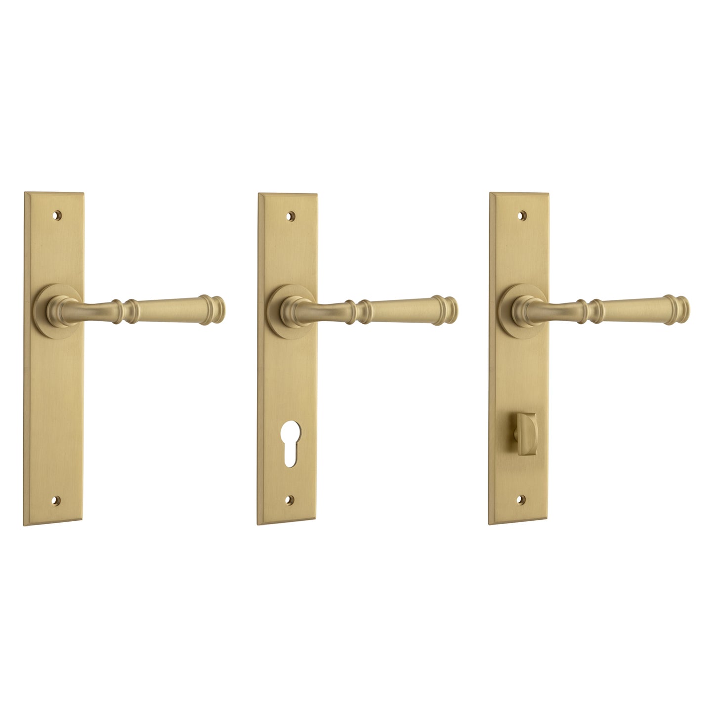 Iver Verona Door Lever Handle on Chamfered Backplate Brushed Brass
