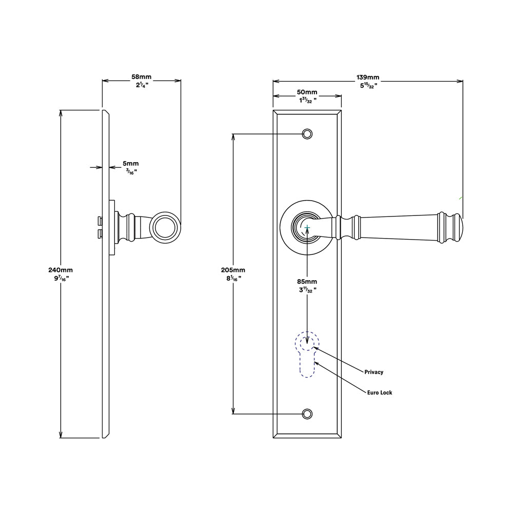 Iver Verona Door Lever Handle on Chamfered Backplate Brushed Brass