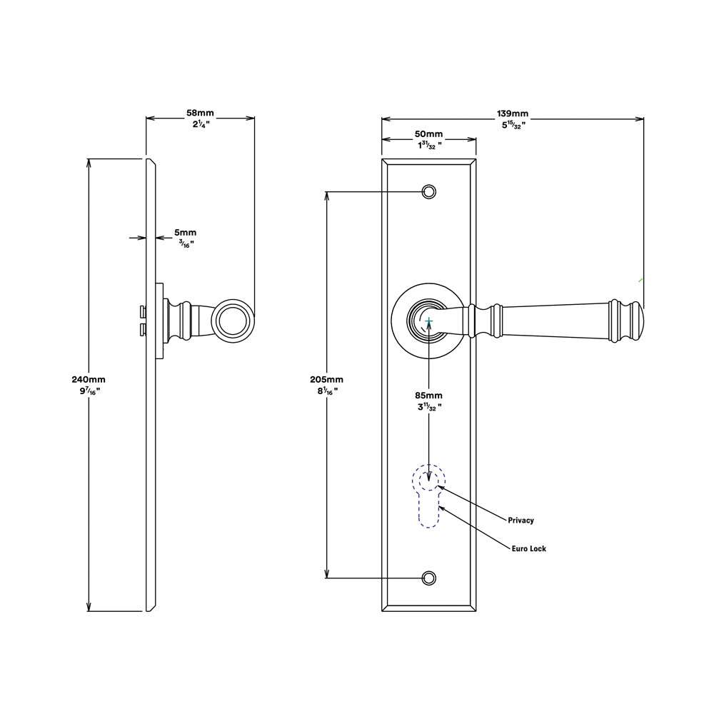 Iver Verona Door Lever Handle on Chamfered Backplate Brushed Chrome