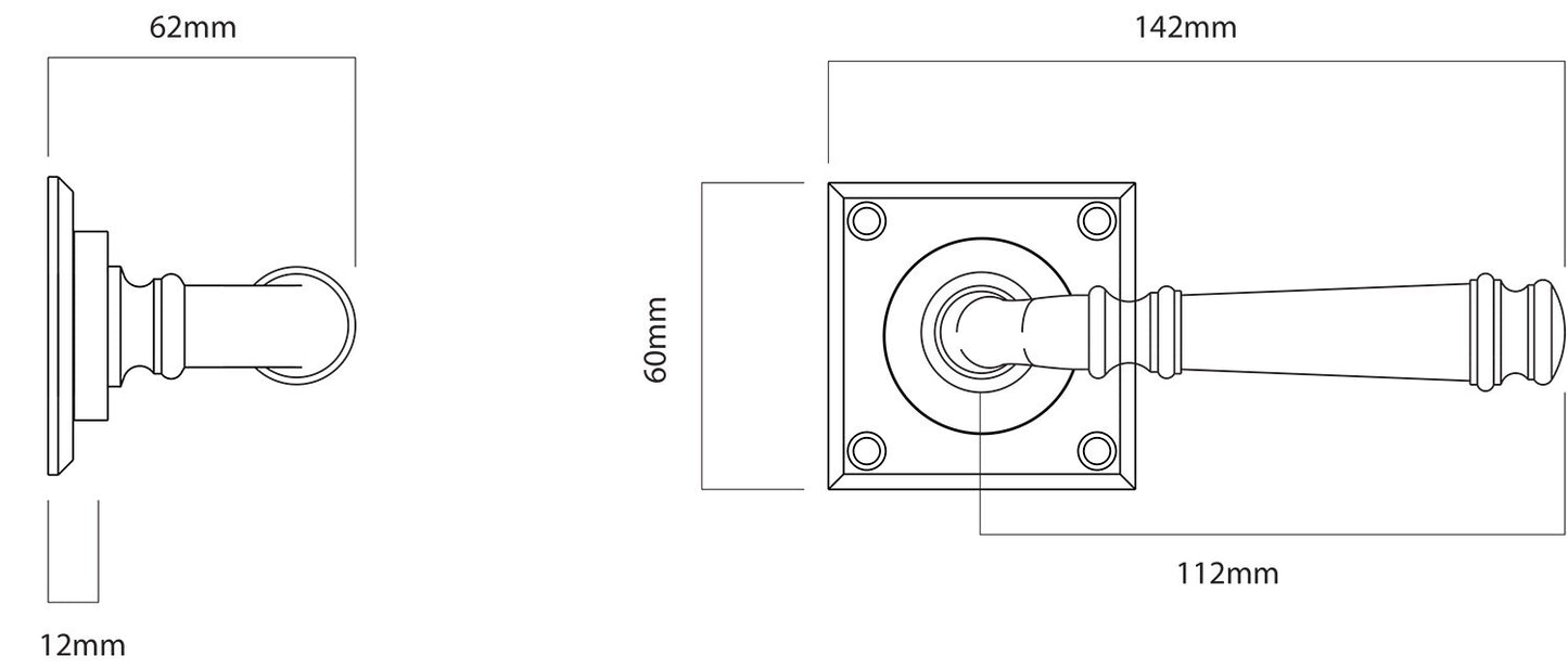Iver Verona Door Lever Handle on Chamfered Square Backplate