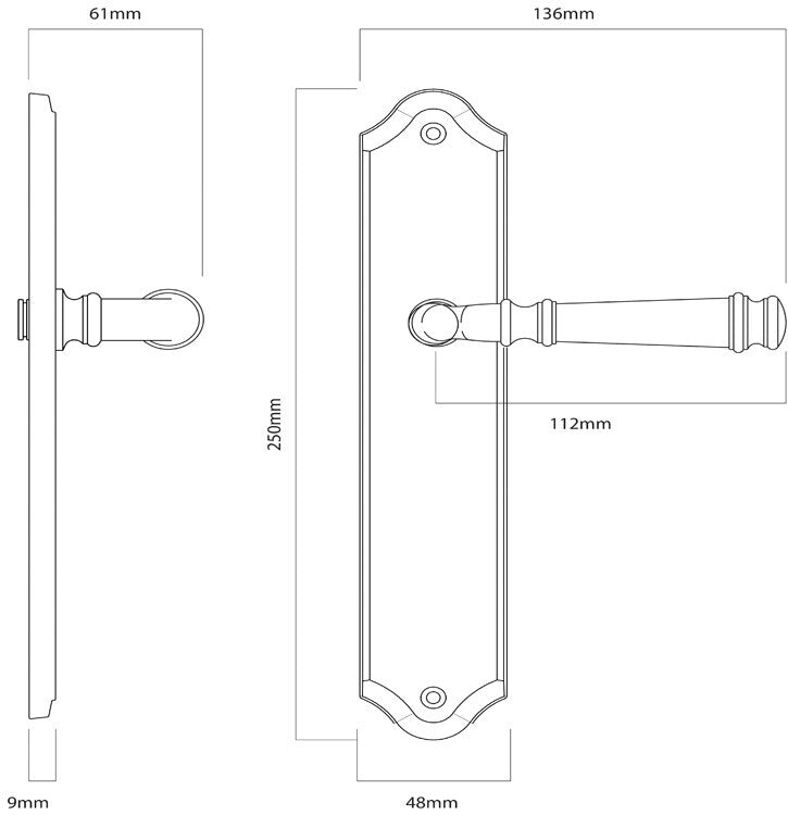 Iver Verona Door Lever Handle on Shouldered Backplate Signature Brass